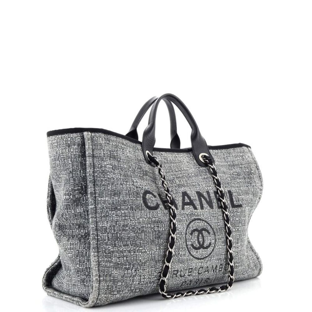 Chanel Deauville Tote Raffia with Glitter Detail Large Gray - Picture 2 of 7